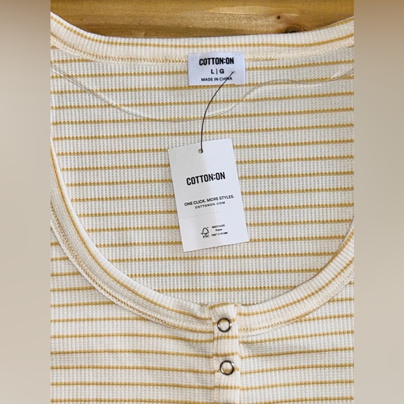 NEW Cotton On Willa Waffle Shirt Sleeve Henley Women’s size Large NWT - Picture 9 of 15